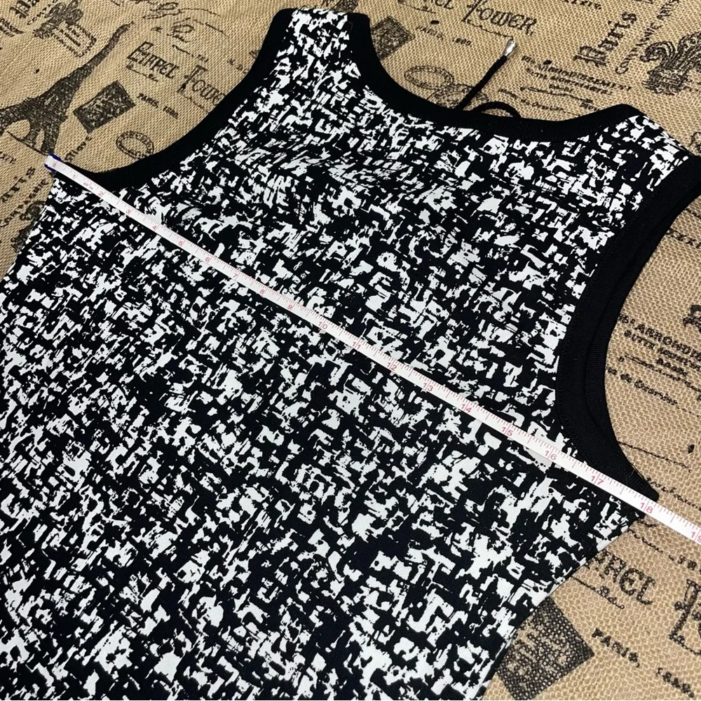 Rafaella NWOT! Black/White Print Tie Neck Sleeveless Dress Size S - Picture 12 of 14